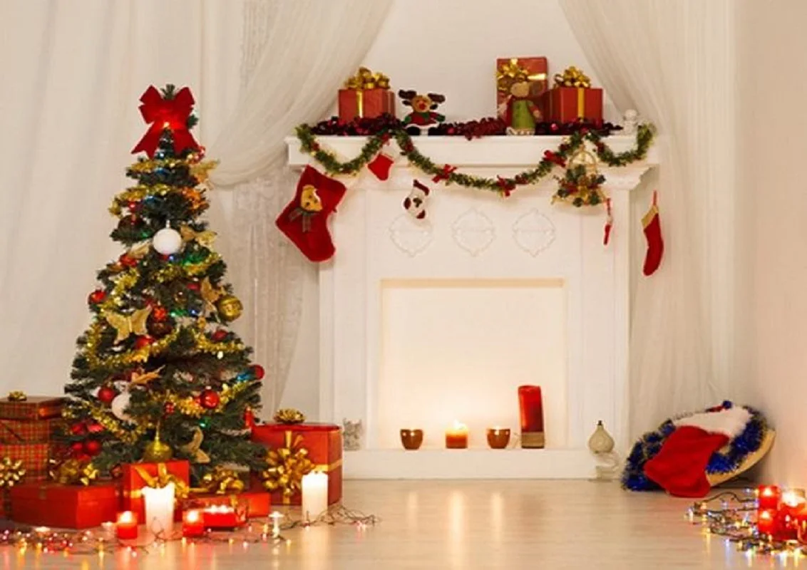 

Christmas Photography Backdrop White Fireplace Background Party Photo Vinyl Background Photography Creative Props