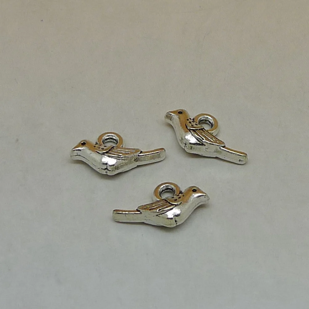 

50pcs 14x7mm Bird Accessories For Earrings Antique Silver Color