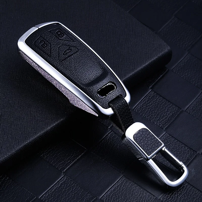 Silver style 03 Деревянный и карбоновый Стильный автомобильный чехол для ключей с дистанционным управлением для Audi AUDI A4 B9 Q5 Q7 TT TTS 8S автомобильный умный пульт дистанционного управления - Название цвета: Silver style 03