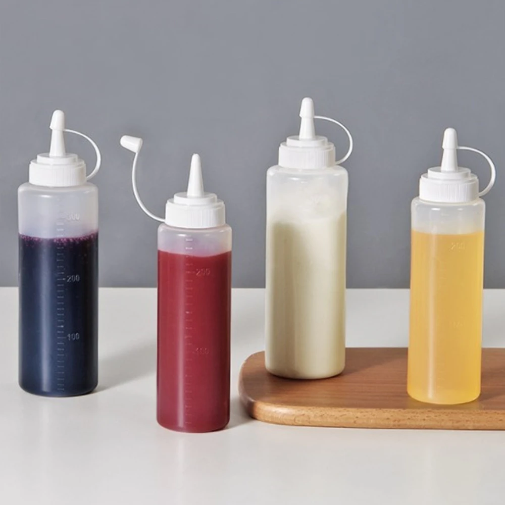 

Squeeze Condiment Bottles With On Cap Lids Ketchup Mustard Sauces Olive Oil Dispenser Kitchen Accessories Cake Decorating Tool