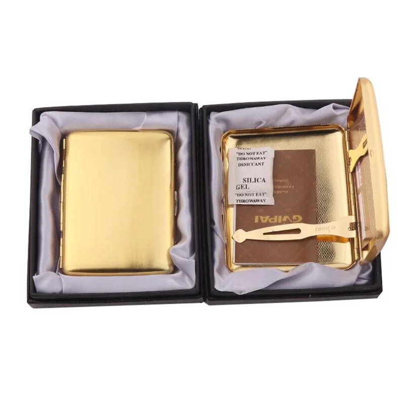 

Stainless Steel Cigarette Case for 16 Pcs Cigarette Tobacco Holder With Gift Box Smoking Accessories