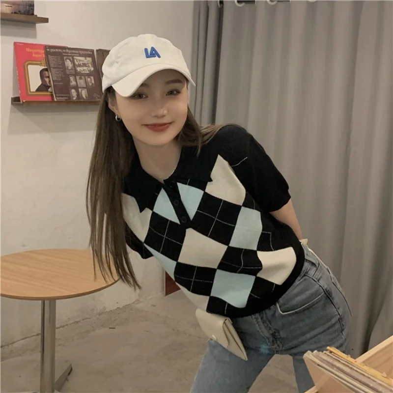 Женская футболка с коротким рукавом и воротником тонкая летняя трикотажная