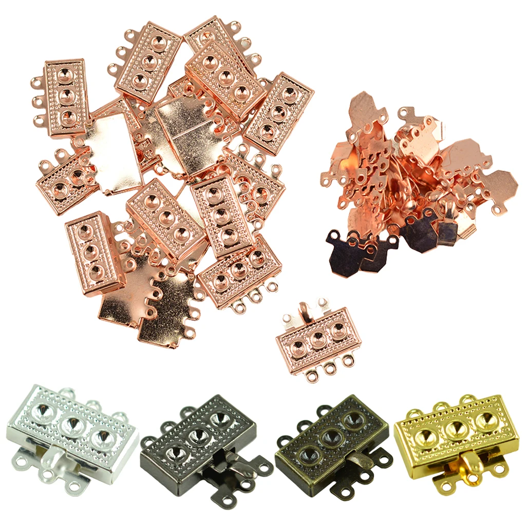 Набор из 100 шт. латунные металлические 3 нити коробки застежки крючки для ожерелья