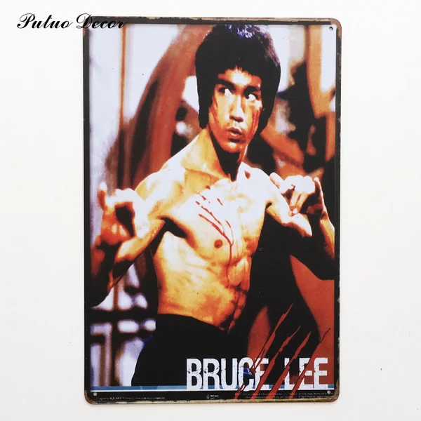 Kungfu главный Брюс Ли винтажный металлический жестяной знак отключение табличка