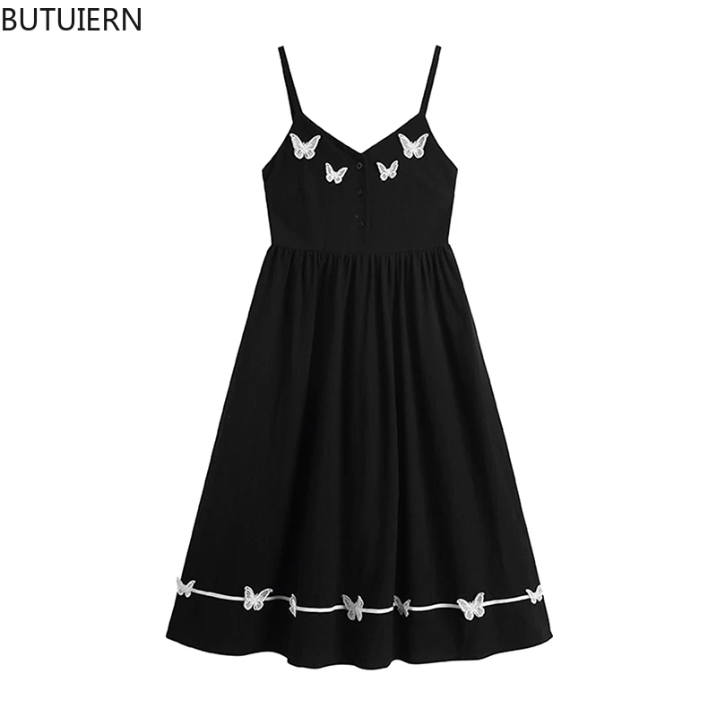 

Party Club Mid-Long Dresses 2021 Summer Sweet Spaghetti Strap Black Dress Women Sleeveless Slim Elegant Stylish Rok Y2K Vestidos