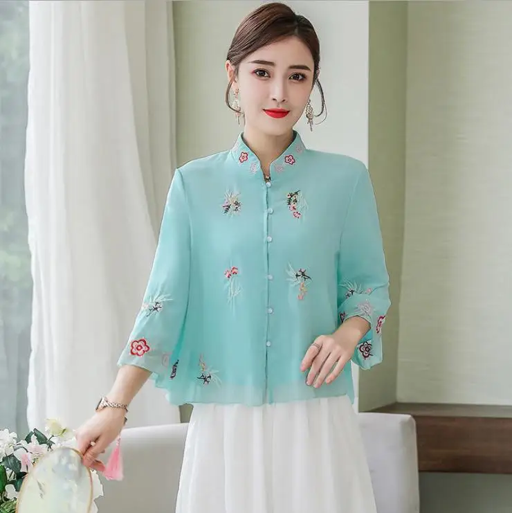 2019 весенне летние топы с Чонсам вышивкой| |