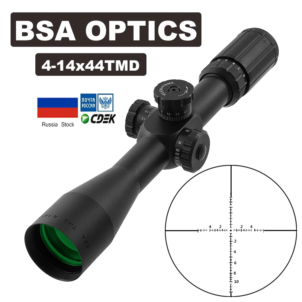 

BSA OPTICS TMD 4-14X44 FFP прицел для охотничьей винтовки, тактический прицел, снайперский прицел, снаряжение, пневматическое мягкое ружье для охоты
