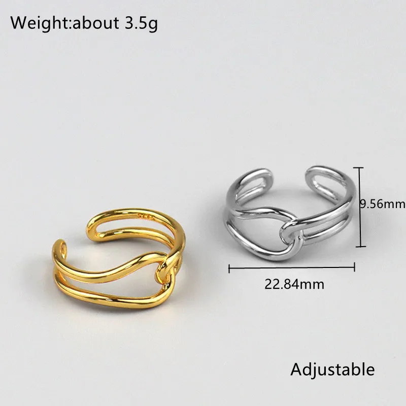 

Lispector 925 Sterling Silver Hollow Geometric Welding Rings for Women Minimalist Irregular Twisted Ring Punk Jewelry