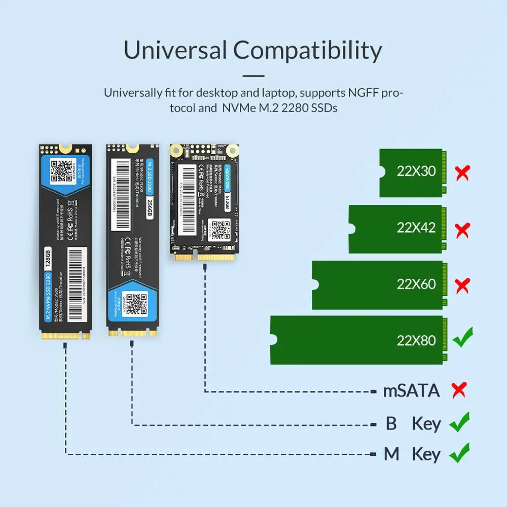 Радиатор ORICO для теплоотвода радиатор из алюминия SSD охлаждения M.2 NVME NGFF 2280 PCI E