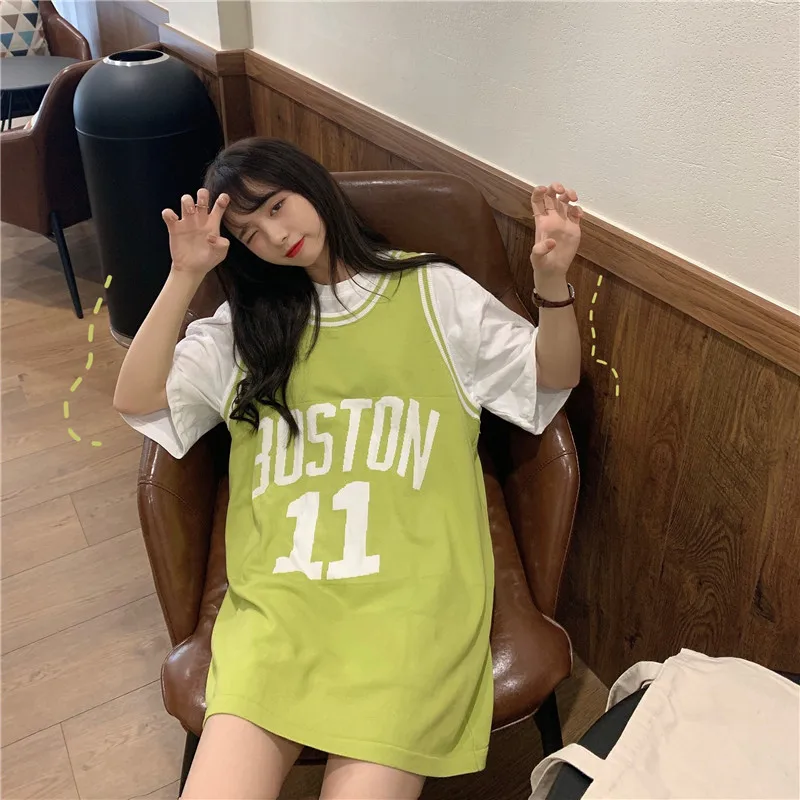 Новая женская футболка с коротким рукавом летняя свободная баскетбольная майка