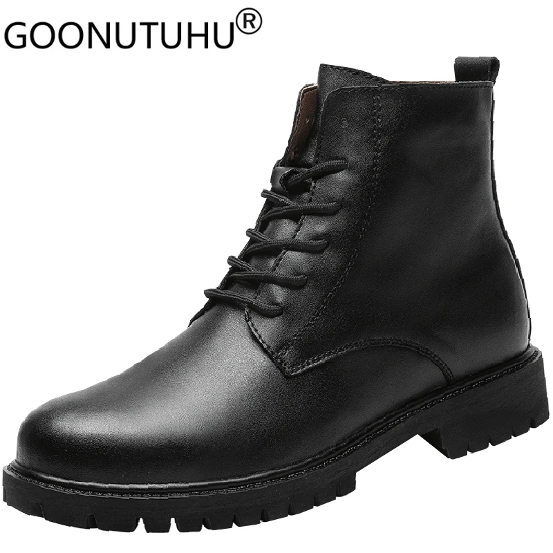 2022 Style Men's Winter Boots Casual Genuine Leather Shoes Man Autumn Ankle Military Boot Male Plush Anmy Tactical Boots For Men