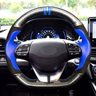 Прошитая вручную черная кожа из углеродного волокна для Hyundai Elantra 4 2019 2018 2017 2016 Ioniq 2017-2019