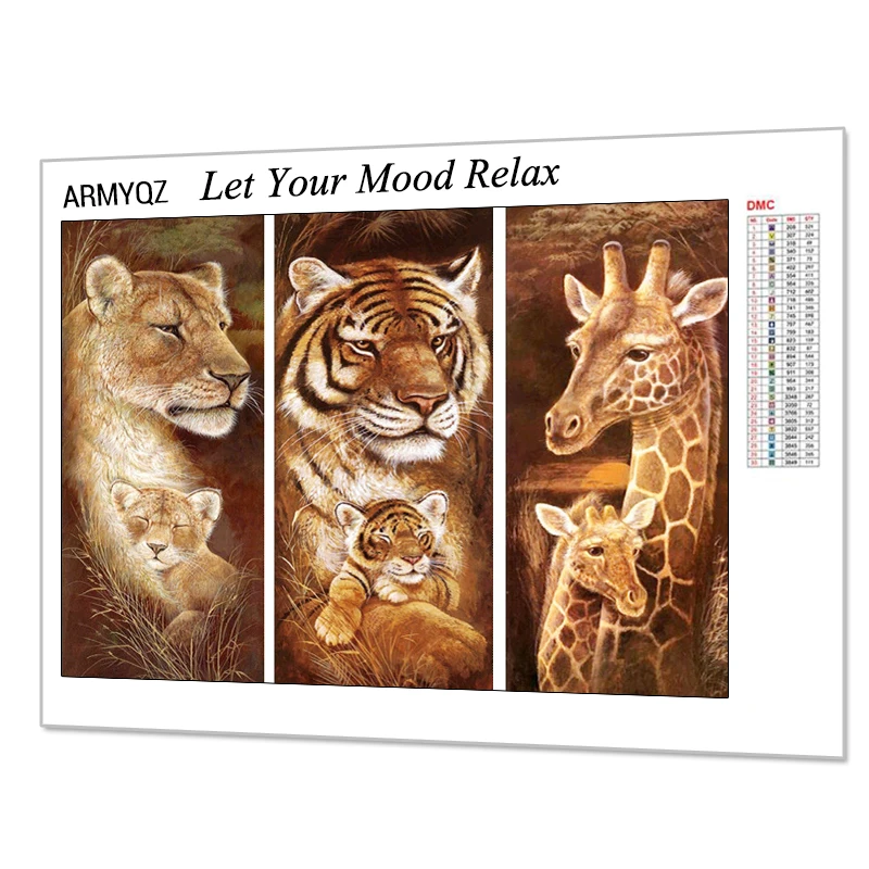 5D DIY Алмазная картина полная дрель животное Рождество Тигр и Жираф вышивка