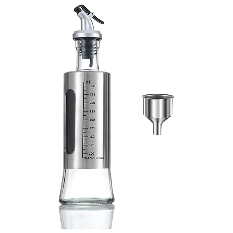 

Glass Olive Oil Bottle Drizzler, Oil Dispenser for Kitchen, BBQ and Cooking Oil and Vinegar Bottle Measuring Dispenser