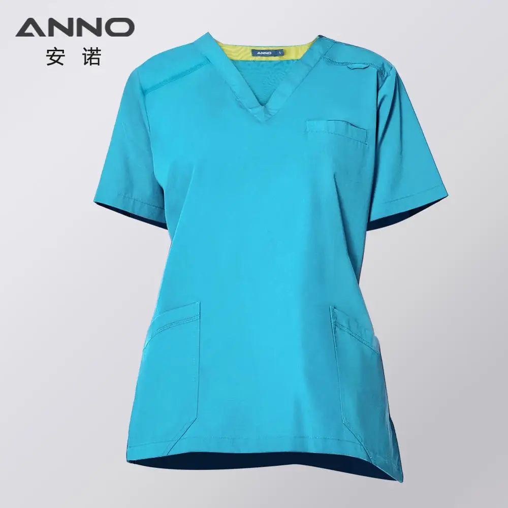 19SS002-LanLv-Top ANNO медицинский скраб набор Униформа для женщин Клиническая одежда синий уход хирургическое платье Лето короткий рукав Больничная форма - Цвет: 19SS002-LanLv-Top