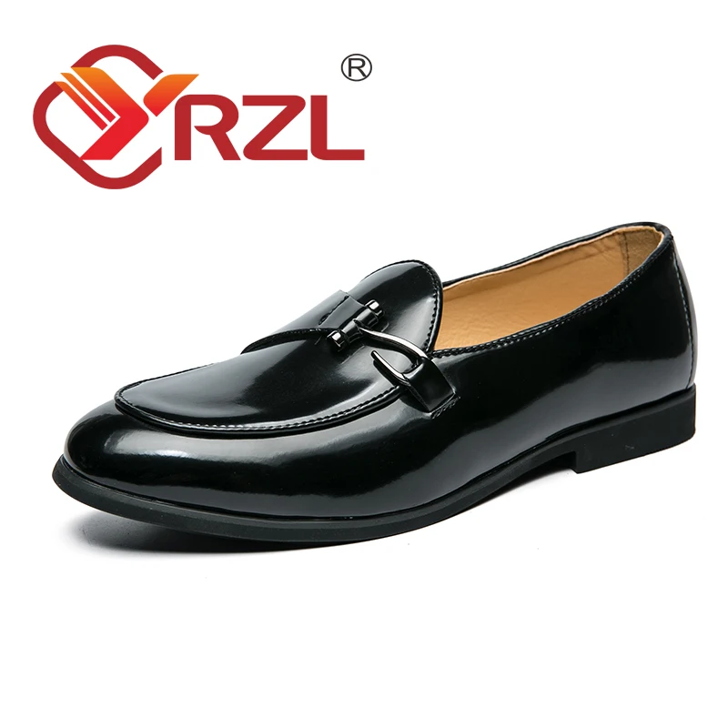 

YRZL Men Loafers New Casual Breathable Slip-on Trendy Gentleman Leather Shoes Hard-Wearable Daily Business Moccasins Shoes