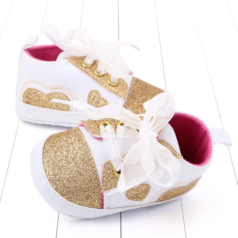 Детская осенне-зимняя обувь с блестками на шнуровке возраст 0-18 месяцев | Мать и