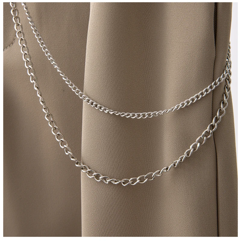 

HARLEYFASHION Women Summer Loose Casual High Waist Quality Straight Short With Belt Bag Collocation Metal Chain All Match Shorts