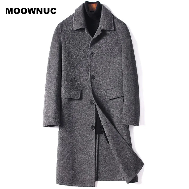 

MOOWNUC мужская куртка из шерсти высококачественное зимнее шерстяное пальто, мужское однотонное повседневное деловое шерстяное пальто