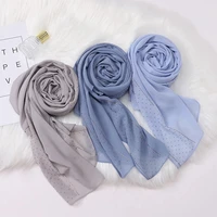 musilim bubble pearl chiffon for women hijab scarf with crystal solid color shawls headband hijabs scarves scarf arab wraps