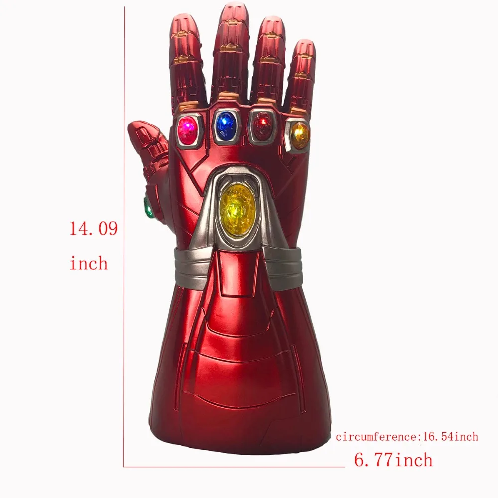 Мстители эндгейм Железный человек Tony Stark перчатки со светодиодами Infinity Light Up Gauntlet Thanos Infinity косплей перчатки драгоценный камень съемный