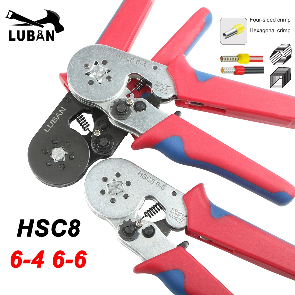 HSC8 6 4 0 25 мм 23 10AWG шестигранник 10 7AWG Четырехсторонние трубчатые клещи обжимные