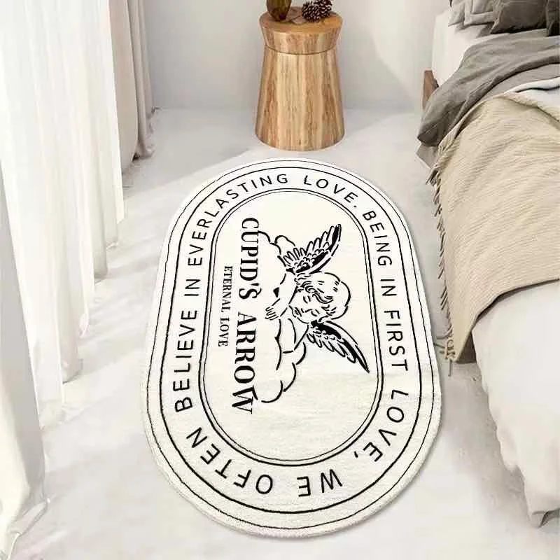 

Ковры с мультяшным Купидоном для спальни, современный домашний напольный коврик, имитация кашемира, белый ворсистый коврик, противоскользя...