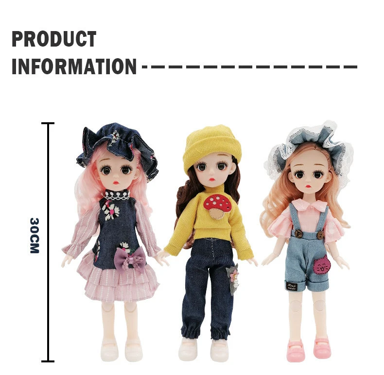 

1/6 BJD Doll 30 Cm Girl Gift Pink Long Hair Makeup Cute Princess Doll With Dress Hat Summer Clothes DIY Doll Toy For Girl Gift