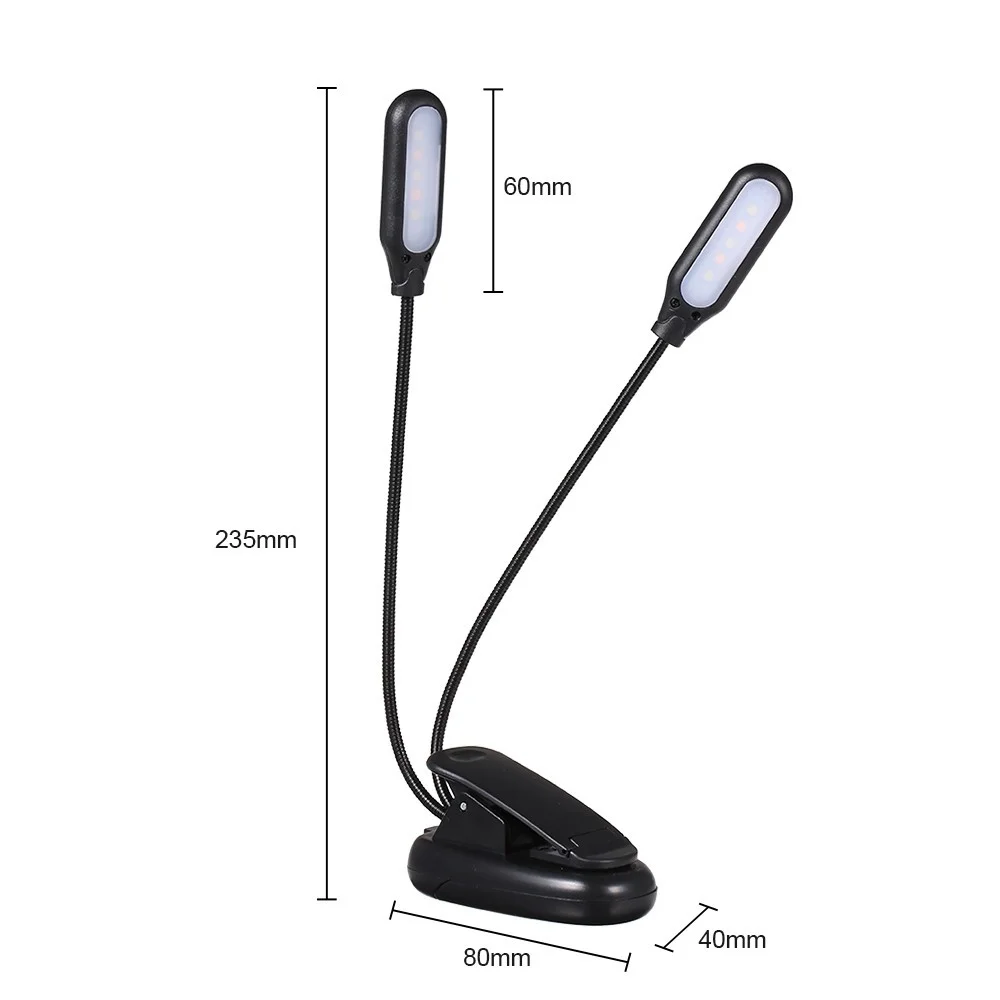 

10 LED 2 Light Colors 3 Illumination Modes Table Lamp Desk Light with Clamp Clip Base Flexible Bendable Bendy Tube Battery Power