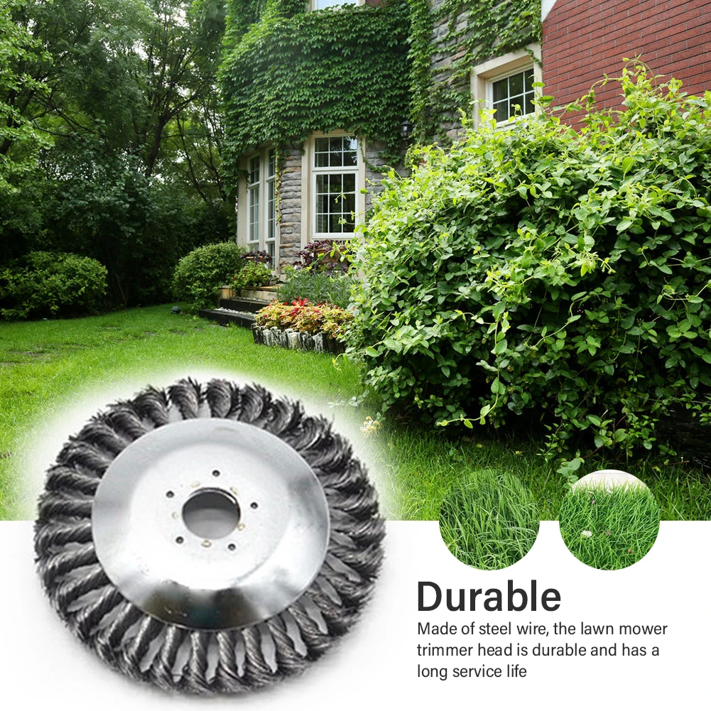 

6inch Brush Disc Steel Wire Wheel Garden Polishing Rounded Edge Solid Cutting Deburring Lawn Mower Trimmer Head Replacement Part