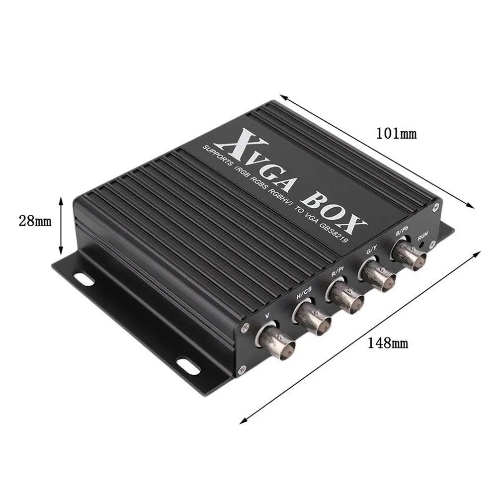 

XVGA Box RGB RGBS RGBHV MDA CGA EGA to VGA Industrial Monitor Video Converter with EU Plug Power Adapter Black
