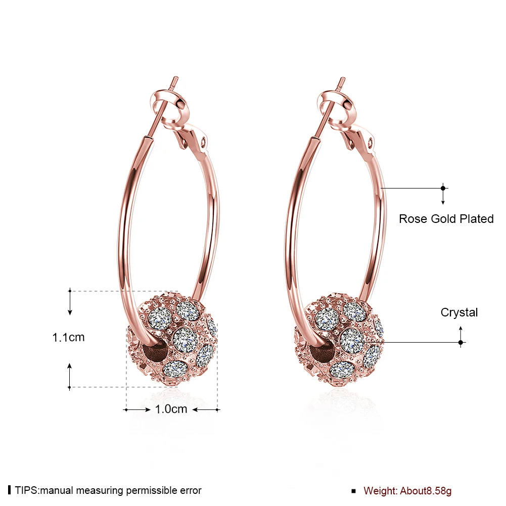

Skmei E009 Rose Gold Inlaid Diamond Round Earrings Platinum Spherical Earrings Women's Jewelry Ladies Gifts