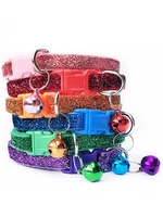 1pc pet multicolor collar sequin patch design puppy and kitten collar inlaid with shiny bells pet supplies cat collar corgi