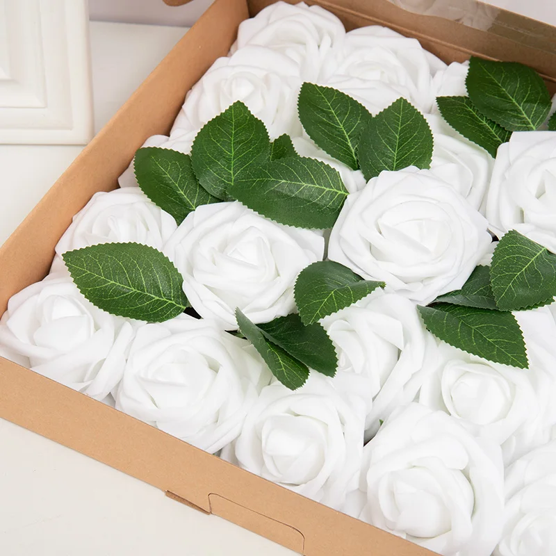25Pcs 8CM Artificial Roses Flower Heads PE Foam Bride Bouquet Flowers Vase For Wedding Party Decor Scrapbooking Cake DIY | Дом и сад
