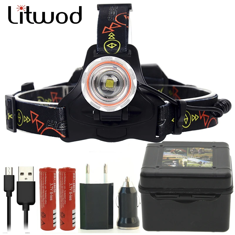 Litwod Z207306 CREE XM L2 U3 + COB светодиодный налобный фонарь фонарик лампа факел 5000лм