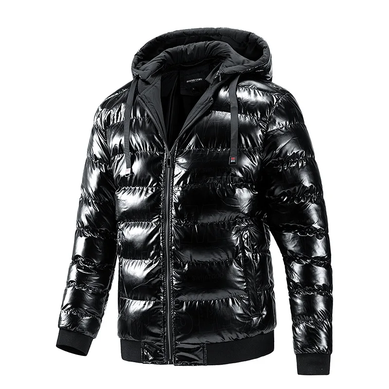 

2021 Winter Men's Hooded Cotton Clothes Fashion Youth Fluorescent Jacket Casual Korean Men's Clothing