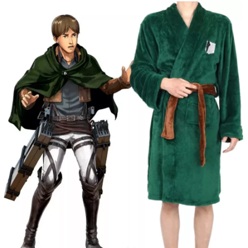 

Anime Attack on Titan Shingeki No Kyojin Bathrobe Flannel Pajamas Kimono Robe Anime Cosplay Costume