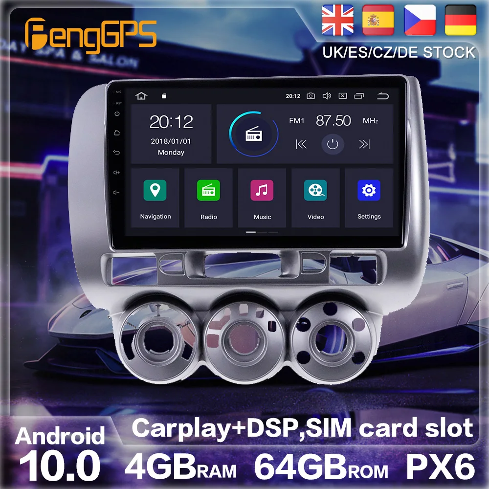 Android 10.0 PX6 GPS Navigation For Honda Jazz 1 GD 2001-2008 Auto Radio Stereo Car CD DVD Multimedia Player HeadUnit 2 DIN | Автомобили и