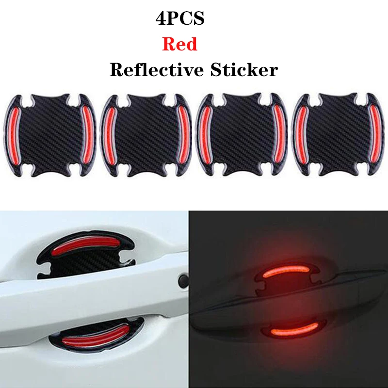 

4pcs Car Door Handle Reflective Sticker For Nissan Qashqai j10 Audi q7 A4 B9 Renault Megane 3 Volvo Xc60 Skoda Octavia Fiat 500