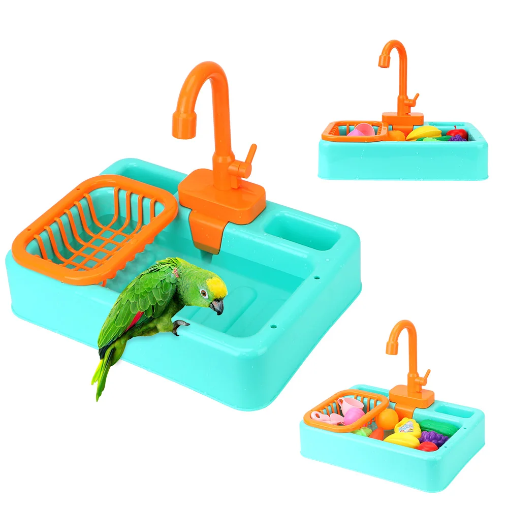 

Automatic Parrot Bathtub Swimming Pool with Toys Parrot Paddling Pool Bird Cage Water Dispenser Faucet Parrot Bath Shower