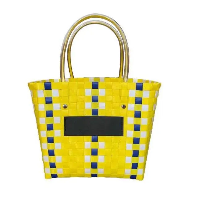 

Colorful hand woven shopping basket fashionable Holiday Beach handbag