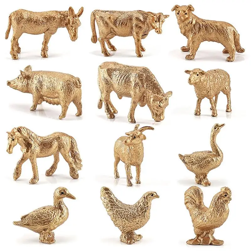 

12pcs Simulation Mini Farm Ranch Poultry Animal Model Doll Toy Plasti Movable Doll Collection Model Children Educational ToyGift