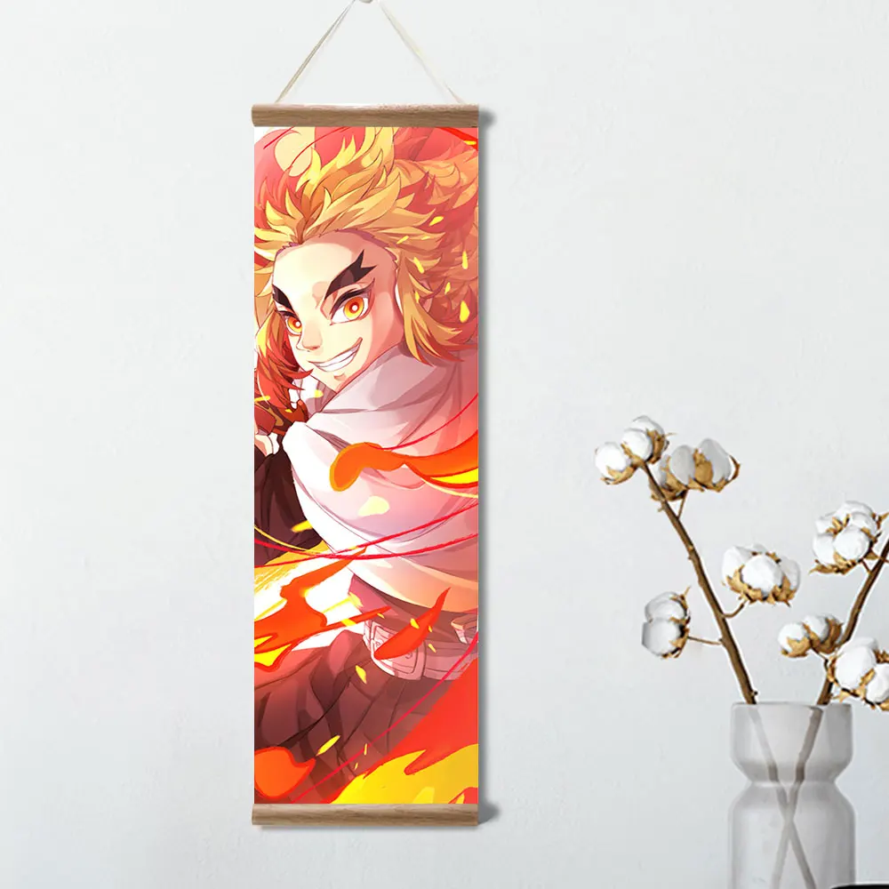 Demon Slayer Canvas poster Japanese Anime Decoration Scroll Paintings Wall Art Home Decor Pictures for Living Room with Frame