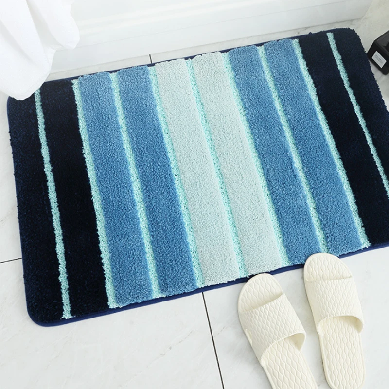 Современный простой полосатый Флокированный Коврик для дома спальни Туалет