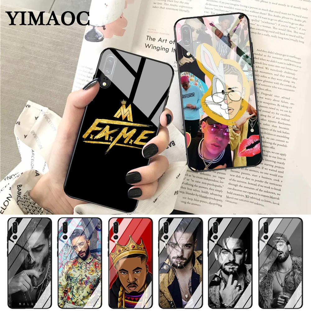 YIMAOC Bunny Maluma Ozuna POP Rapper Glass Case for Huawei P10 lite P20 Pro P30 P Smart honor 7A 8X 9 10 Y6 Mate 20 |