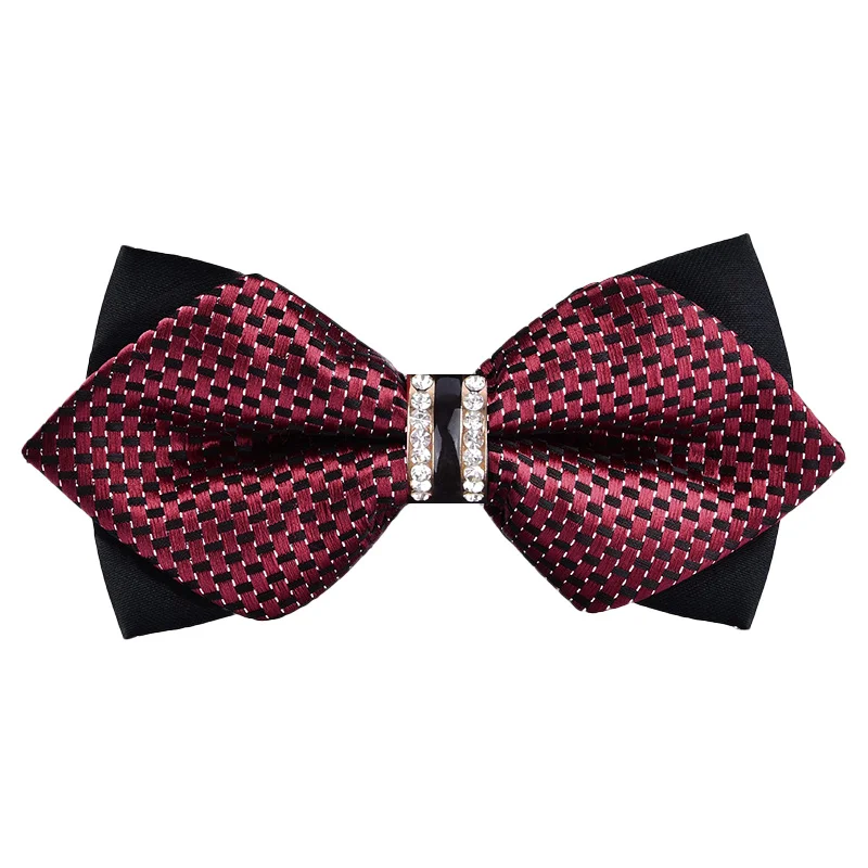 1Piece Bling Crystal Metal Decoration Sharp Corners Bow Tie Butterfly Knot Men's Accessories Wedding Party Banquet Club Business