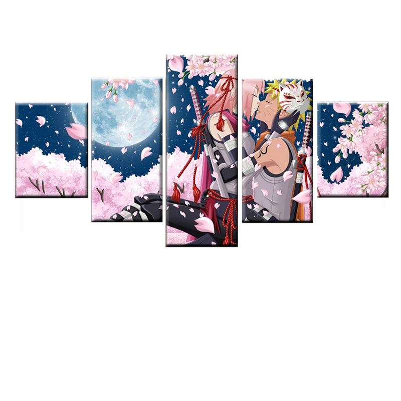 

5 pieces HD print Naruto anime poster landscape canvas wall art Living room, home decor, mural