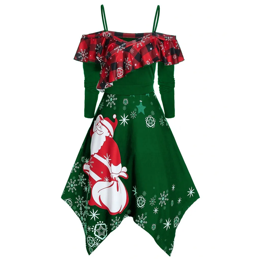 MISSOMO/зимнее рождественское платье Женское с принтом веселого Санта-Снежинка Camis