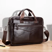 new waterproof business genuine leather laptop bag 14 15 4 inch travel men first layer cowhide leather shoulder man laptop bag