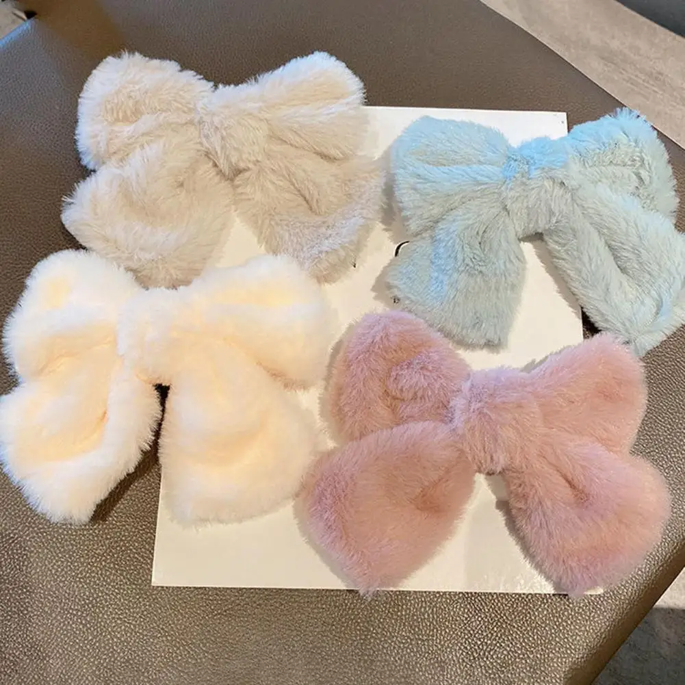 

Large Bow-knot Hair Clip Delicate Flannel Comfortable to Touch Girls Hairpin for Daily Life